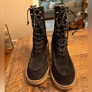 Rag & Bone Black Suede Lace-Up Boots